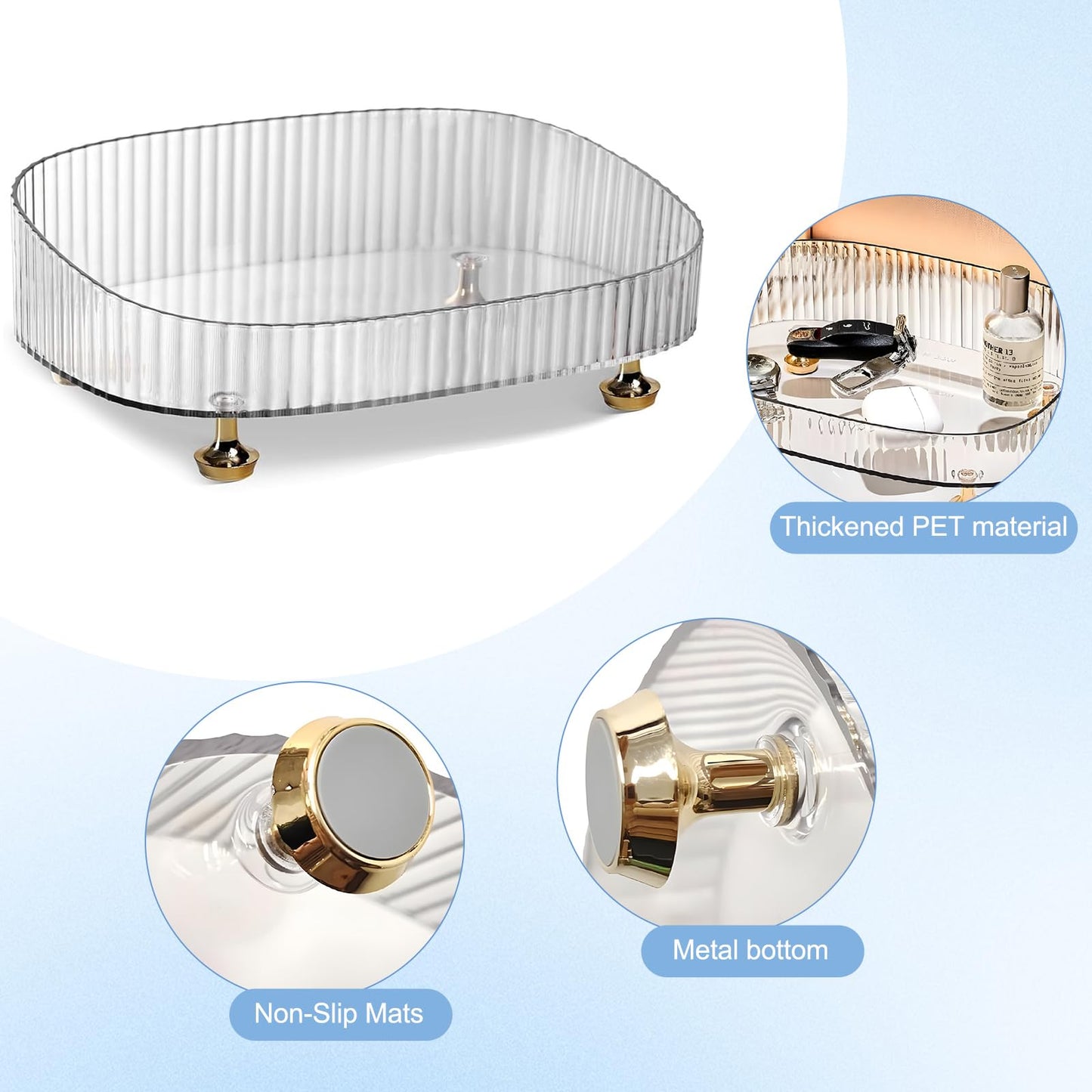Makeup Organiser - Thick Material Beauty Organiser, Perfume Decorative Dresser Tray for Dressing Table,Storage Vanity Tray for Bedroom Bathroom
