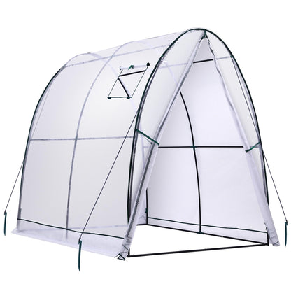 Ohuhu Portable Tunnel Greenhouse Outdoor: Heavy Duty Walk in Green House with Mesh Windows Durable Plastic PE Cover for Outside, 1.8x1.8x2m, White