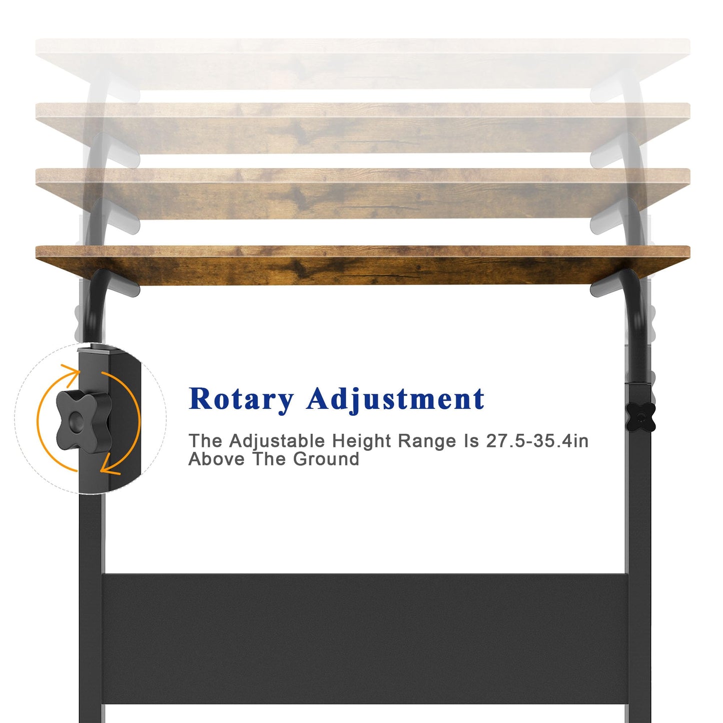 sogesfurniture Height-adjustable laptop table, computer desk with tablet slot, 80 x 40 cm, PC table, sofa table, care table, side table with wheels