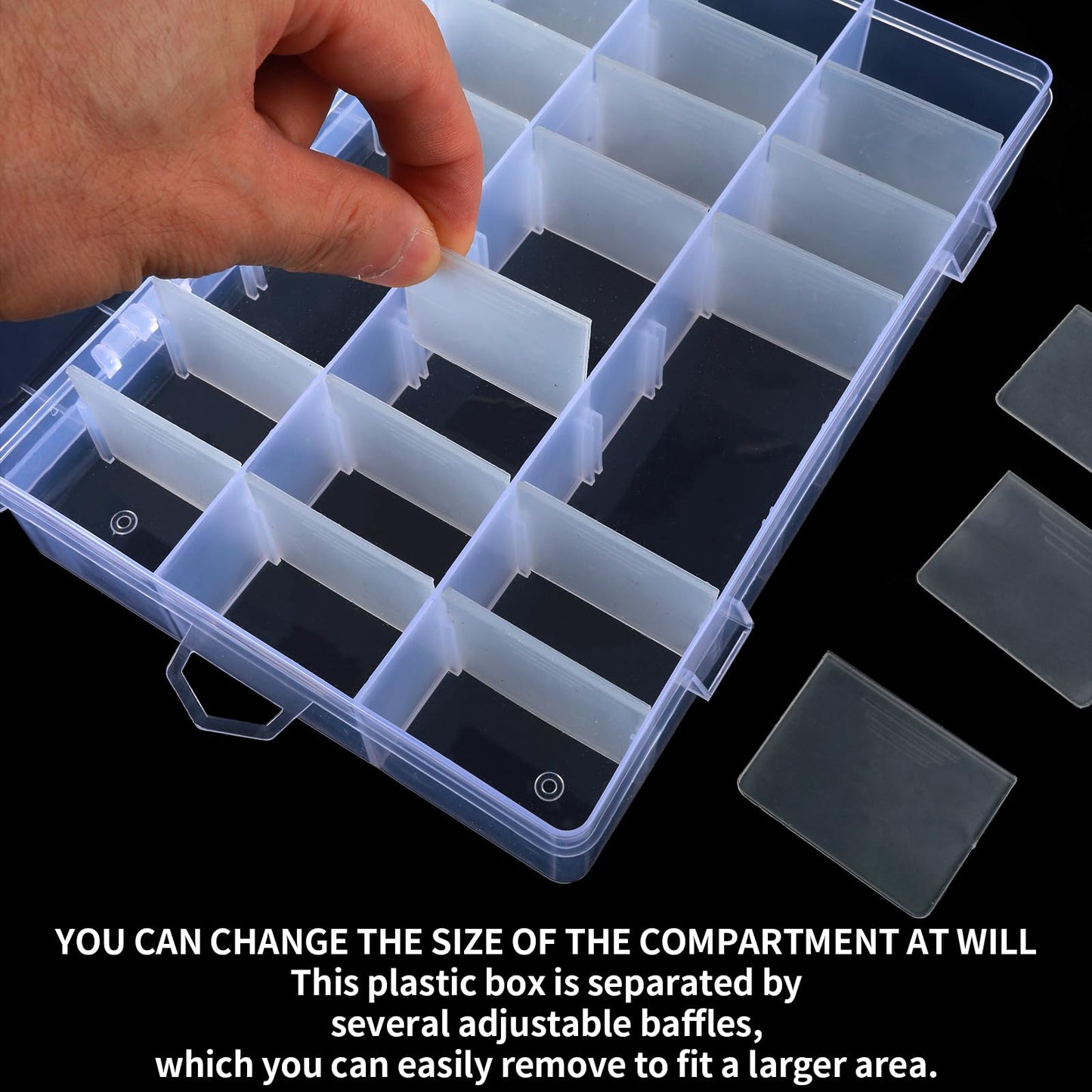 Abeillo Clear Plastic Storage Boxes, 24 Grids Clear Plastic Compartment Bead Storage Box Jewelry Organizer Case Diamond Art Painting Accessories