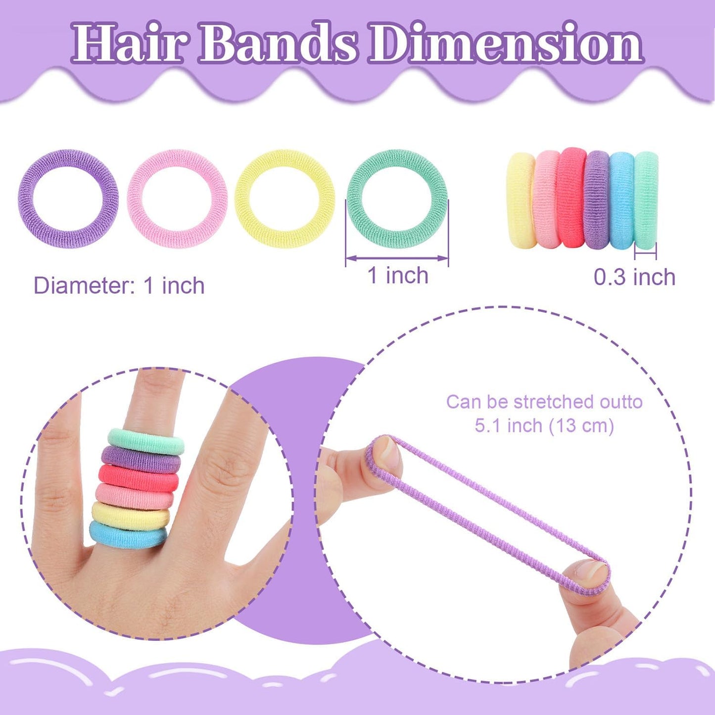 100pcs Seamless Hair Bobbles – Soft Elastic Hair Ties & Ponytail Holders for Women & Girls, No-Slip Hairbands Bulk Set