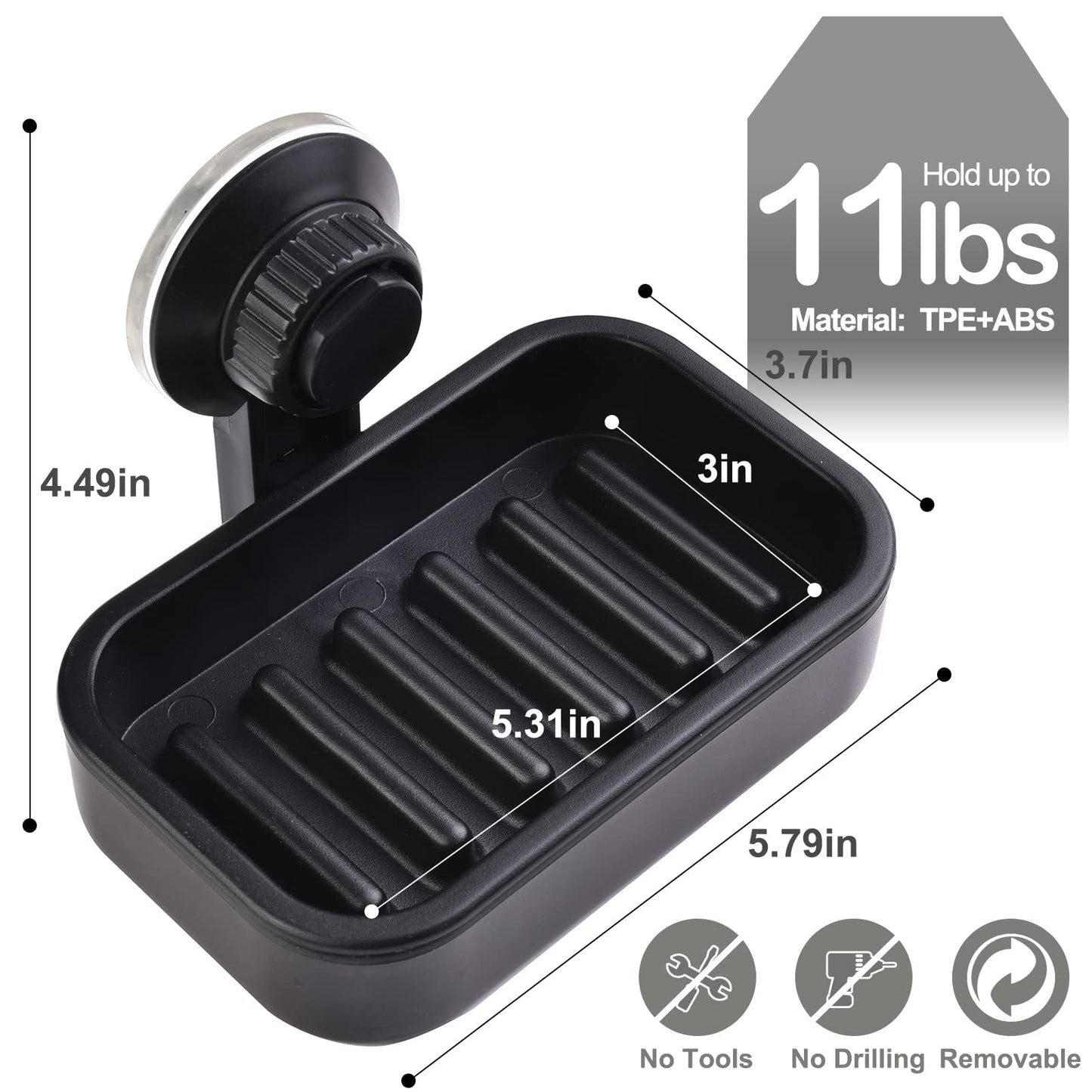 MR.HOKWY Suction Cup Soap Holder for Shower Wall, Bathroom, Tub and Kitchen Sink Powerful Vacuum Suction Plastic Soap Holder