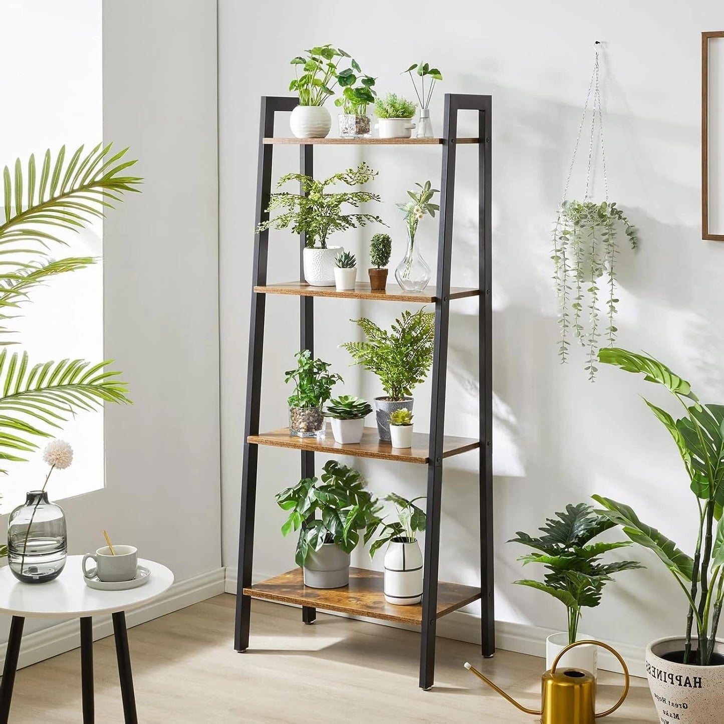 BAKLAM Small Bookshelf, 4-Tier Small Shelves 60cm, Narrow Shelf Tablette, Shelving Unit, Bathroom Corner Shelf, Display Cabinet