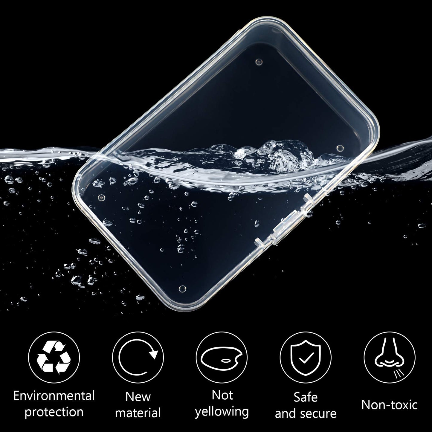 Jetec 6 Pieces Small Clear Plastic Storage Box,3.3 X 2.1 X 1 Inch