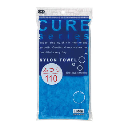 Cure Series Japanese Exfoliating Bath Towel from OHE - Medium Weave - Blue, 110cm