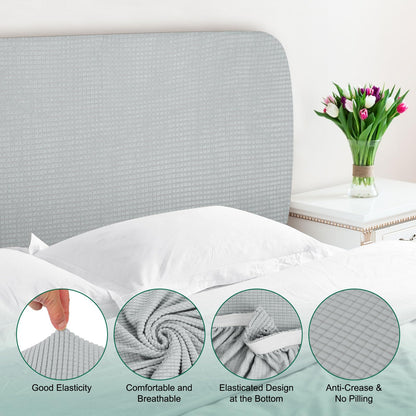 Bed Headboard Cover Dustproof Protector Jacquard Furniture Cover for 1.1-1.4m, Grey