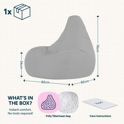 Bean Bag Bazaar Outdoor Bean Bag with Filling Included, Grey
