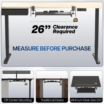VIVO Small Keyboard Tray, Under Desk Pull Out with Extra Sturdy C Clamp Mount System, 20 (26 with Clamps) x 11 inch Slide-Out Platform Drawer, Rustic