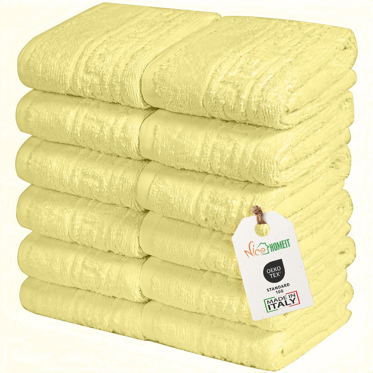 nice homeit Set of 12 Washcloths 30 x 30 cm - Mini Face and Guest Towels 100% Ring-Spun Cotton - for Hands, Babies, Makeup, Kitchen