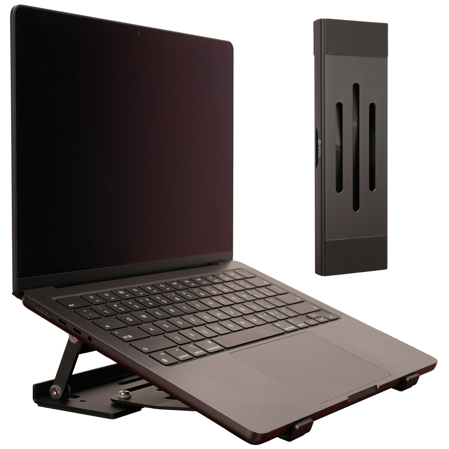 Psitek Aluminum Fold & Laptop Riser Stand 3-in-1 Adjustable, Foldable Cooling Stand with Integrated Storage Box