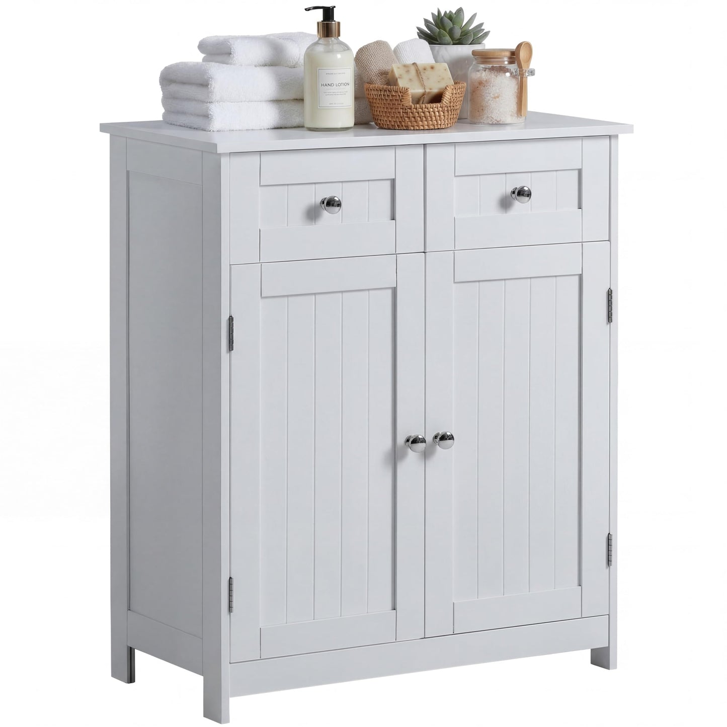Bath Vida Priano Freestanding 2 Drawer 2 Door Bathroom Floor Cabinet, White