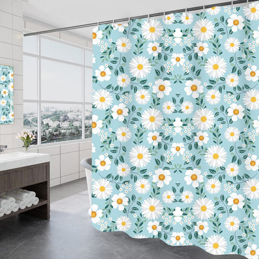 GONOVE Shower Curtain 240 x 200cm Mildew Resistant Waterproof Thicken Polyester Fabric Flowers Bathroom Shower Curtain Liner Long Washable Bath