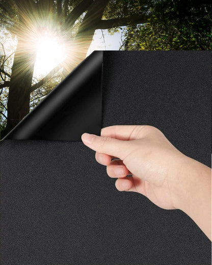 LOLIFEVE Blackout Window Film Privacy Self Adhensive Frosted Glass Film 100% Light Blocking Dark Tinting Sticker for Baby Nursery, Day Sleeping, etc.