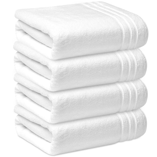 Towelogy? Premium Jumbo Bath Sheets 100x170cm | 100% Egyptian Cotton Super Absorbent Shower Bathroom Towels Commercial Grade Quality (Pearl White, 4)