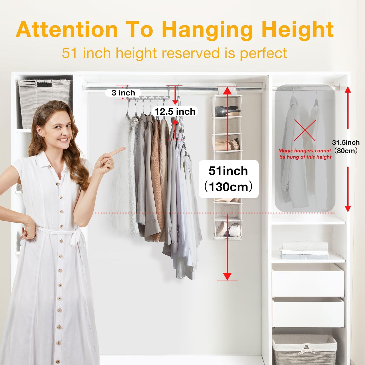 HOUSE DAY 4 Pack Metal Magic Hangers Space Saving Hangers Closet Space Saving Wardrobe Clothing Hanger Oragnizer, Updated Hook Design