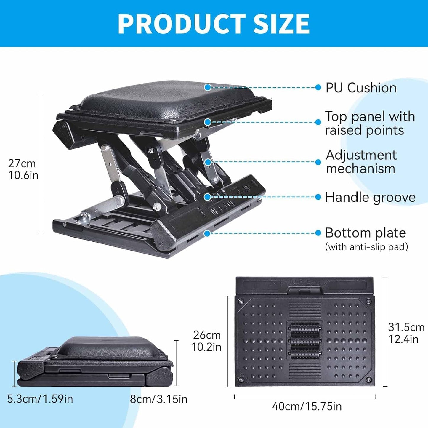 Foot Rest Under Desk Infinite Adjustable, for Office Home Gaming, Foldable