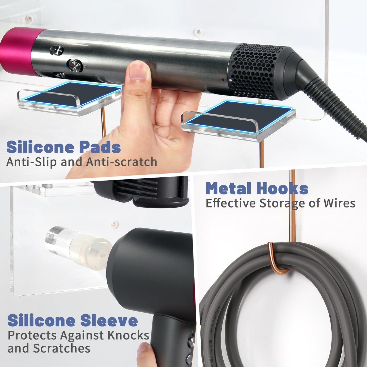 Floatant Wall Mount Holder Compatible with Dyson Airwrap Styler Supersonic Hair Dryer, Organizer for Storage Attachments