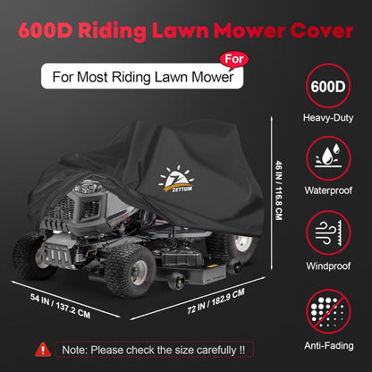 Zettum Riding Lawnmower Cover, 183 x 137 x 117 CM Lawnmower Storage Cover 600D PU Coating Ride on Mower Cover with Storage Bag Heavy Duty Lawn Mower