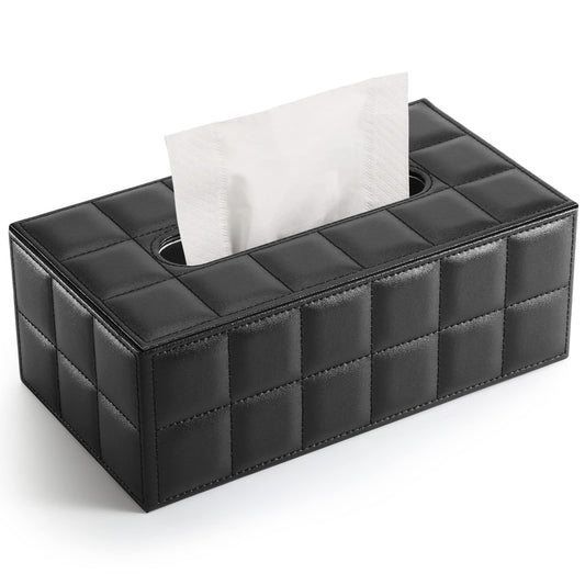 GORESE Rectangular Tissue Box Holder Tissue Box Cover PU Leather Facial Tissue Dispenser for Home Bathroom, Living Room, Bedroom, Dinning Room,