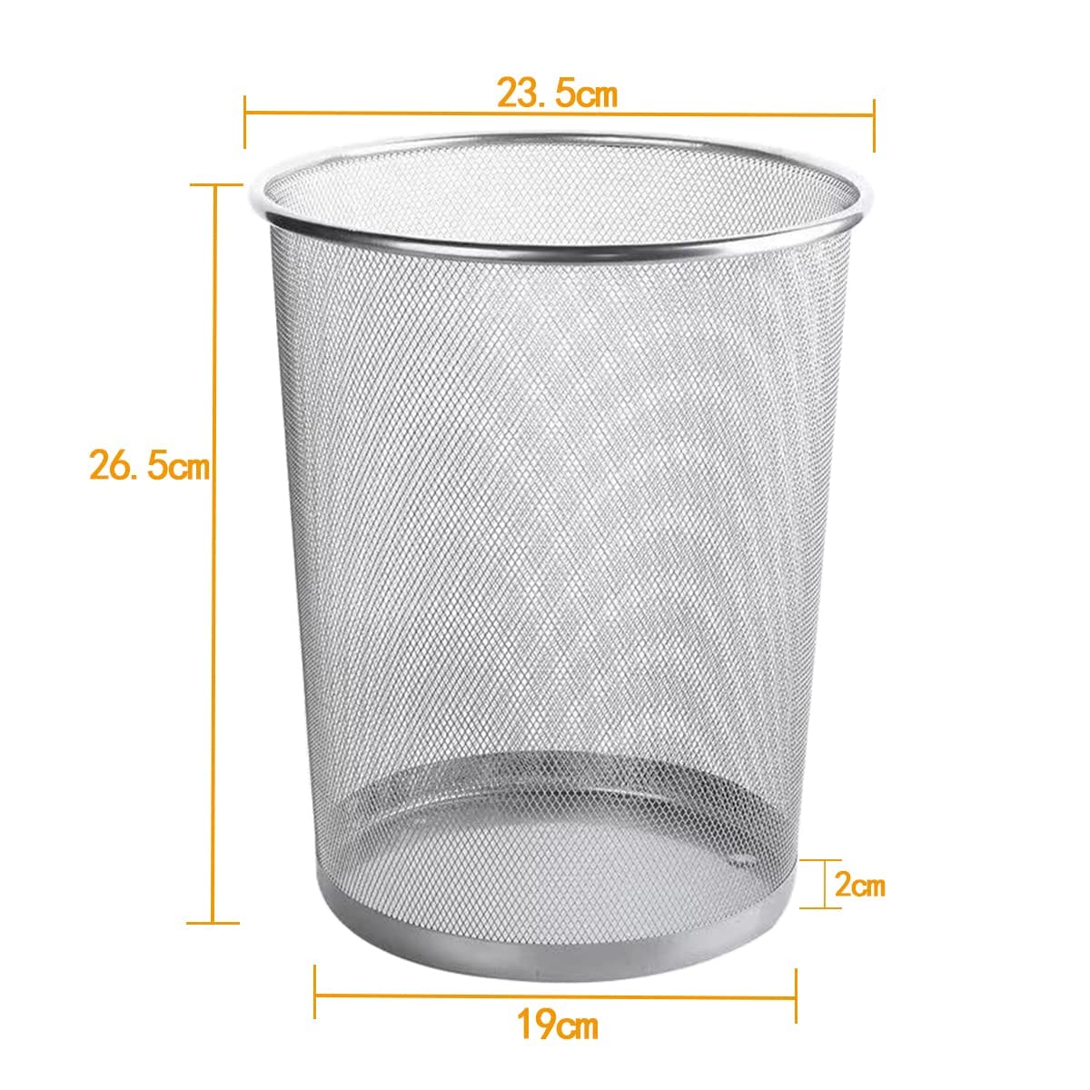 livexa 6 Pack Metal Mesh Waste Paper Bin 12 Litres Lightweight Mesh Wastebasket Waste Bin Silver Metal Rubbish Bin for Bedroom, Office, Bathroom