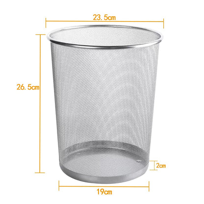 livexa 6 Pack Metal Mesh Waste Paper Bin 12 Litres Lightweight Mesh Wastebasket Waste Bin Silver Metal Rubbish Bin for Bedroom, Office, Bathroom