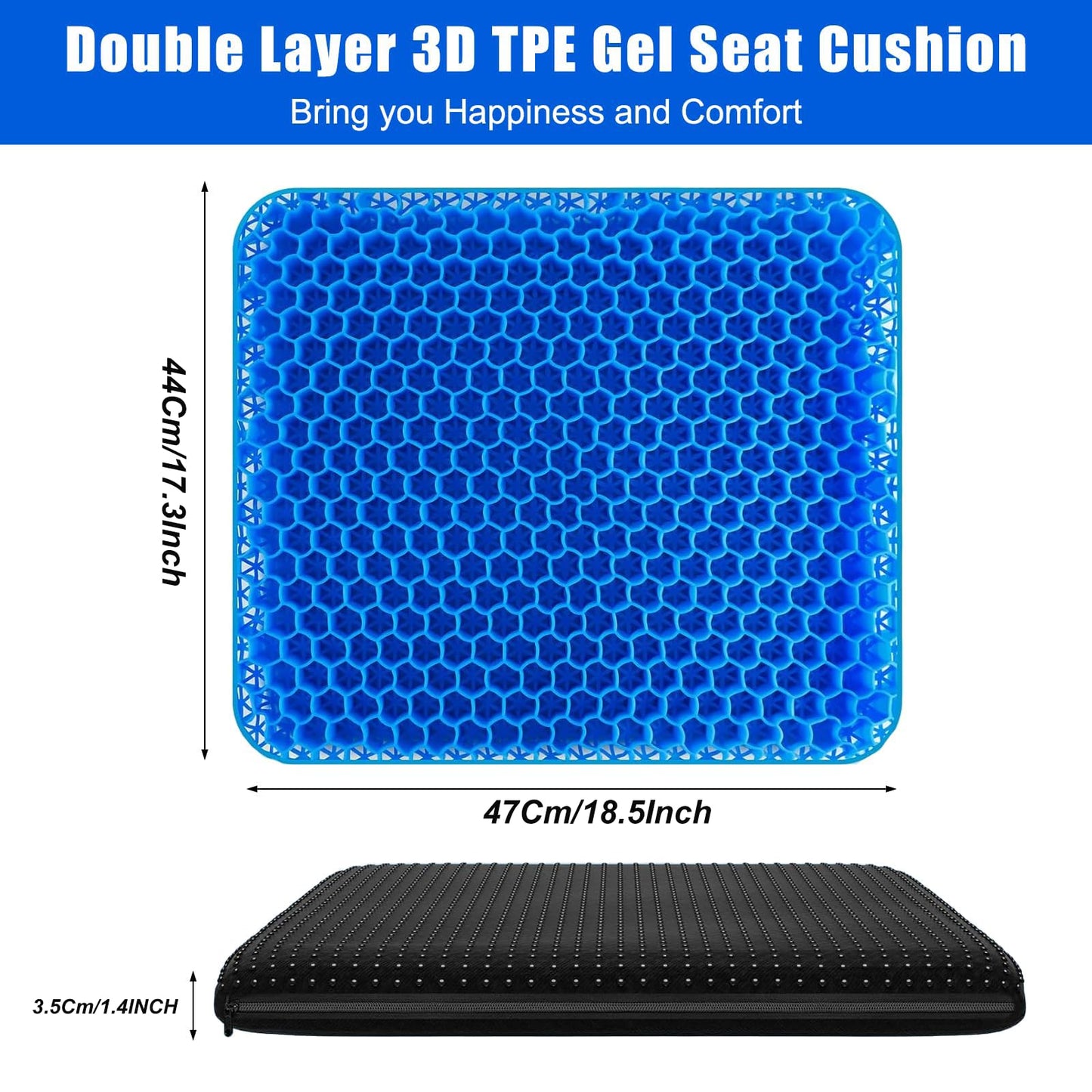 Braozaiw Soft Sitter Cushion,Honeycomb Double Thick Gel Seat cushion with Anti-Slip Cushion Cover,Cooling Chair Cushion Egg Chair Cushion For Home