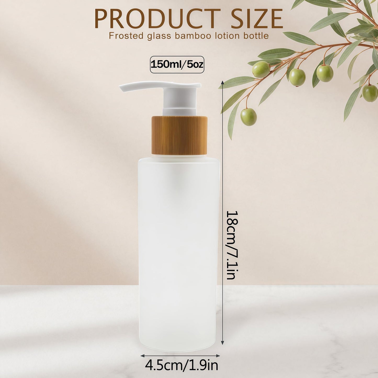 Empty Refillable Frosted Glass Pump Bottle With Plastic Pump Head Toiletries Storage Containers for Bath Shower Shampoo Hair-Conditioner Cleanser