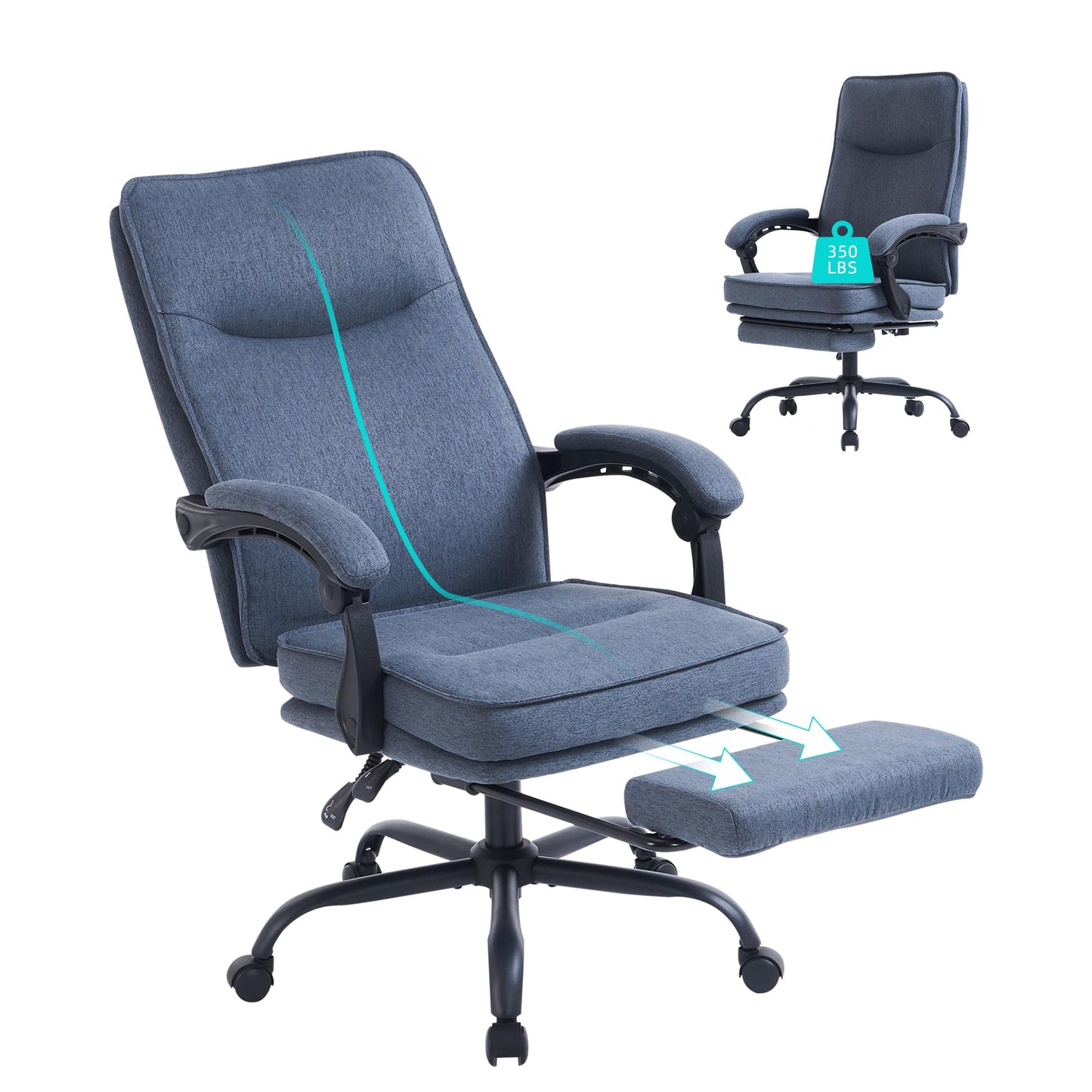 MZLEE Office Chairs for Home, Ergonomic Office Chair with Footrest, 90-135° Recline