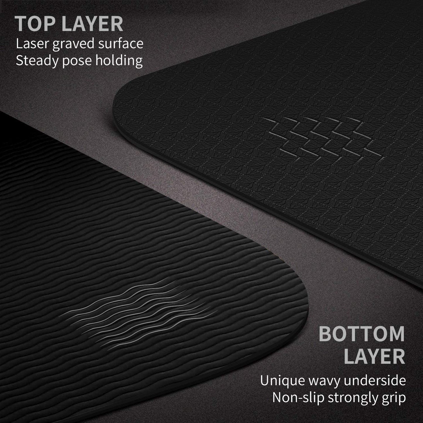 CAMBIVO Large Yoga Mat (213 x 81 x 0.6cm), Extra Long Wide Non Slip TPE Gym Mats with Carrying Strap for Exercise, Fitness, Workout, Pilates (Black)