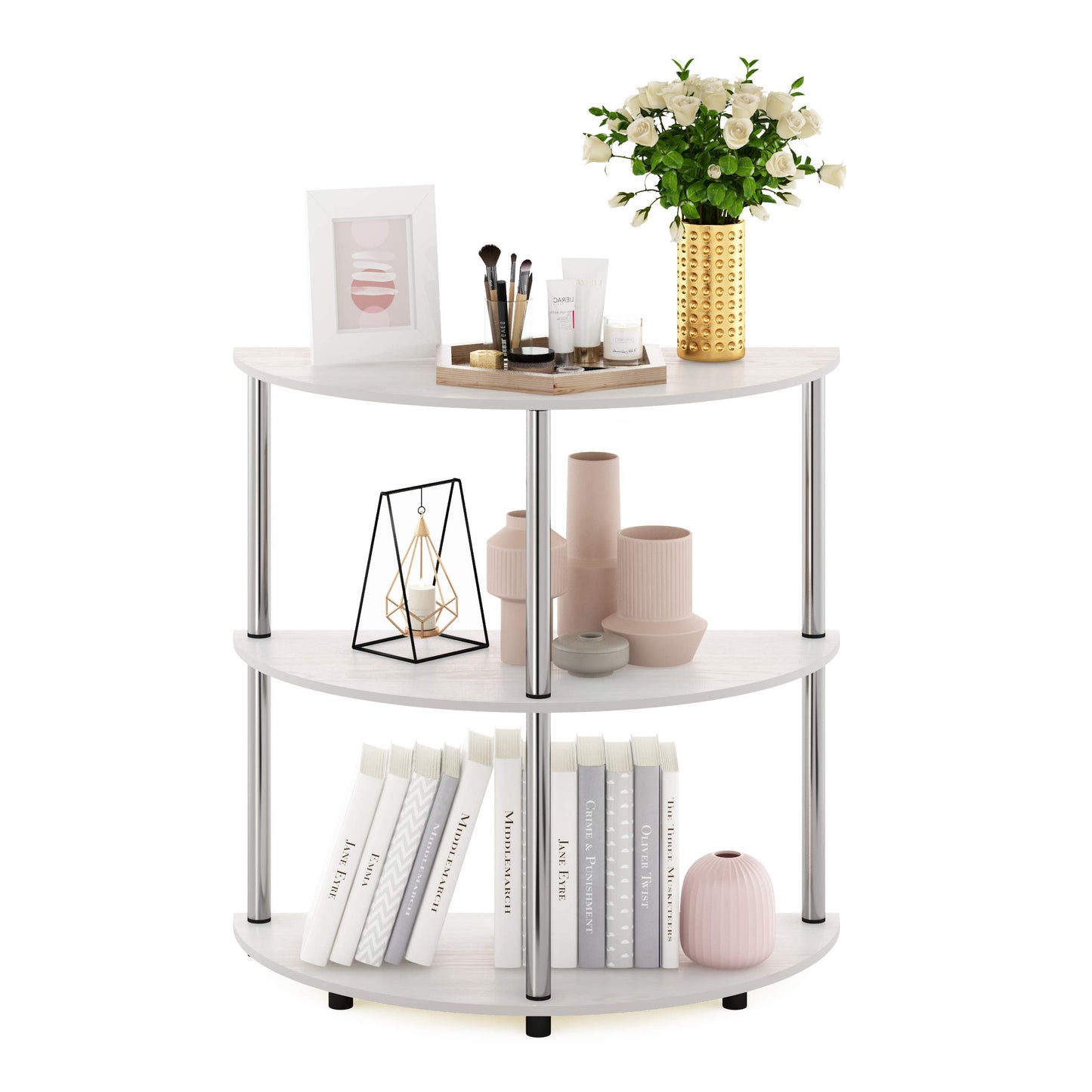 Furinno Frans Turn-N-Tube Half Round Console Table, White Oak