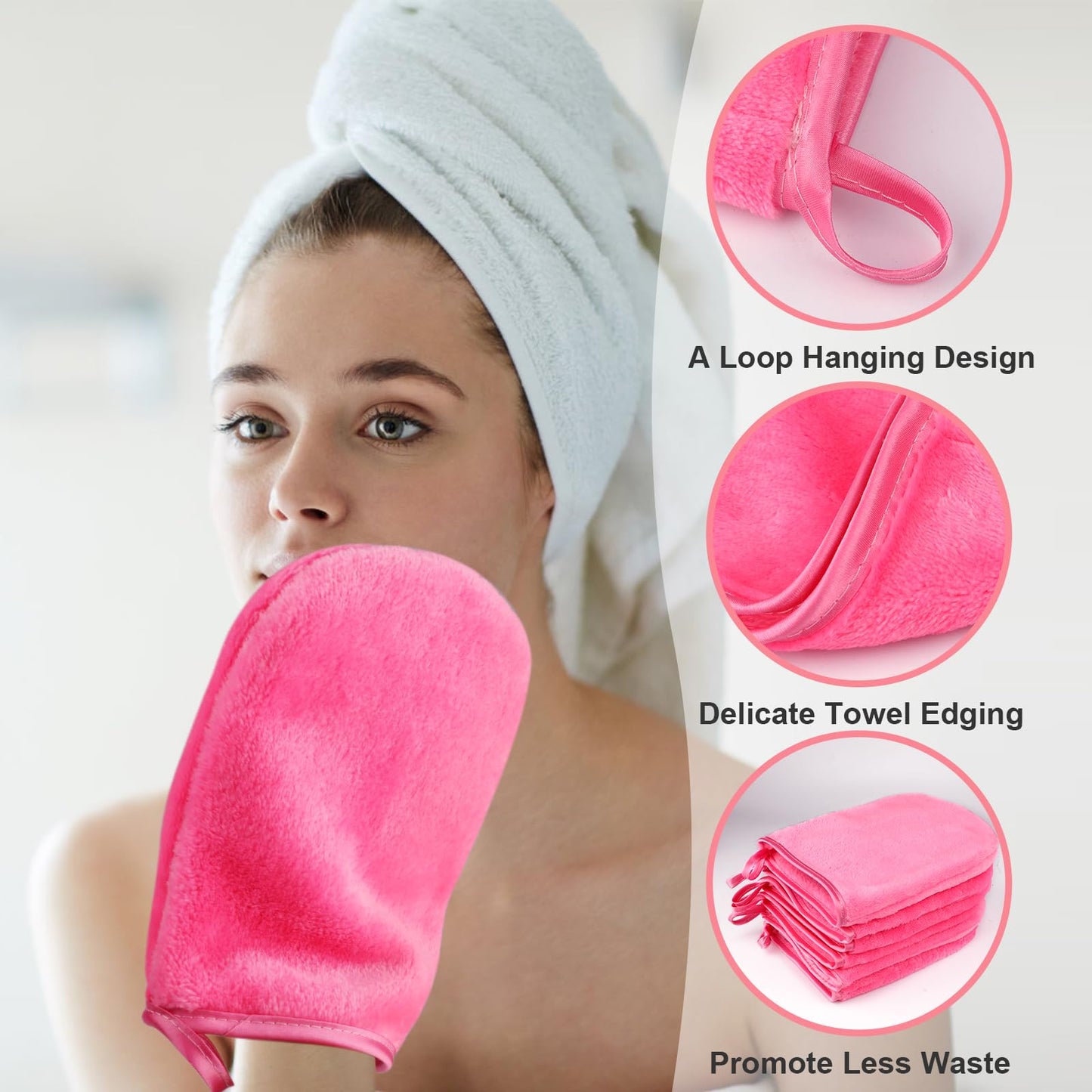 PHOGARY 6 Pack Flannel Face Cloth Wash Mitts, Reusable Makeup Remover Mitt Gloves, Soft Flannel Facial Cleansing Body Bath Mitts Spa Cloth