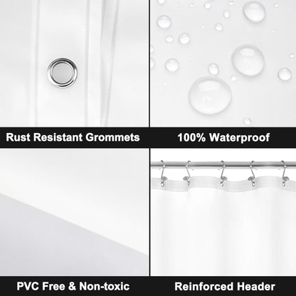 Barossa Design Inner Shower Curtain with 6 Magnets, Waterproof Inner PEVA Shower Curtain for Bathtub, 72 x 72 Inch, Standard Size