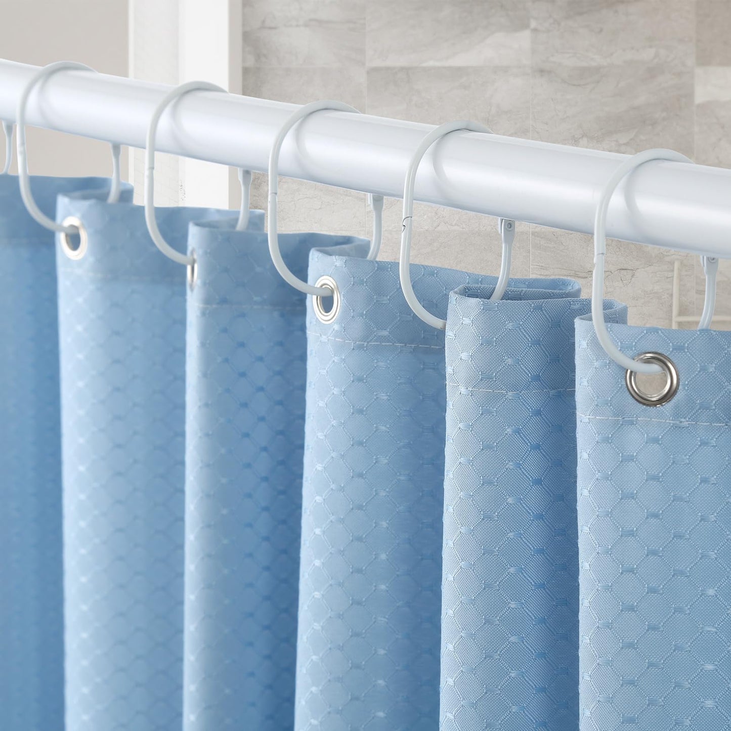 Goowin Shower Curtain Hooks, 12 Pcs Shower Curtain Rings Rust Proof Metal Oval Rings Clasp Closed Shower Curtain Rings for Bathroom Shower Rods