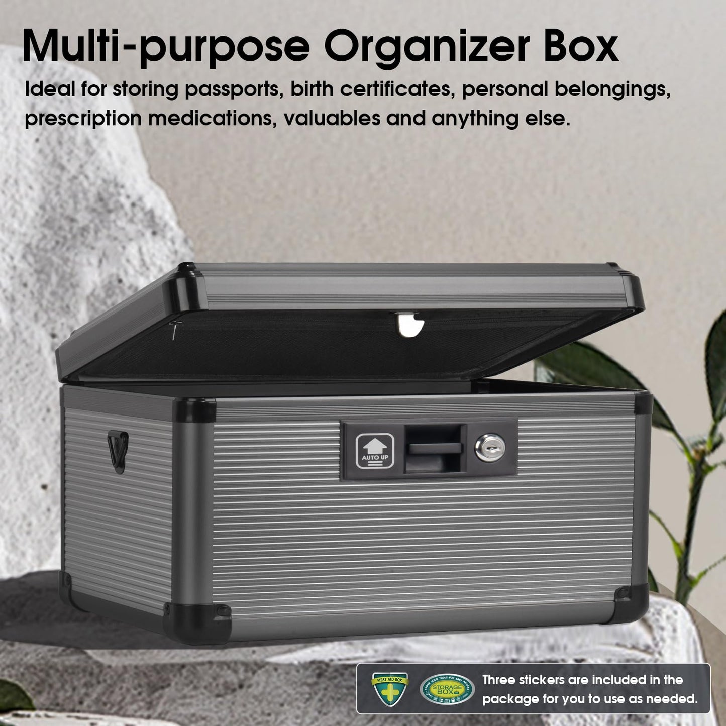 ZORVIDSON Medicine Lock Box with Key,Portable Medication Lock Box with Handle, Medicine Storage Box with Removable Tray for Home, 35.5 * 21.5 * 19 cm