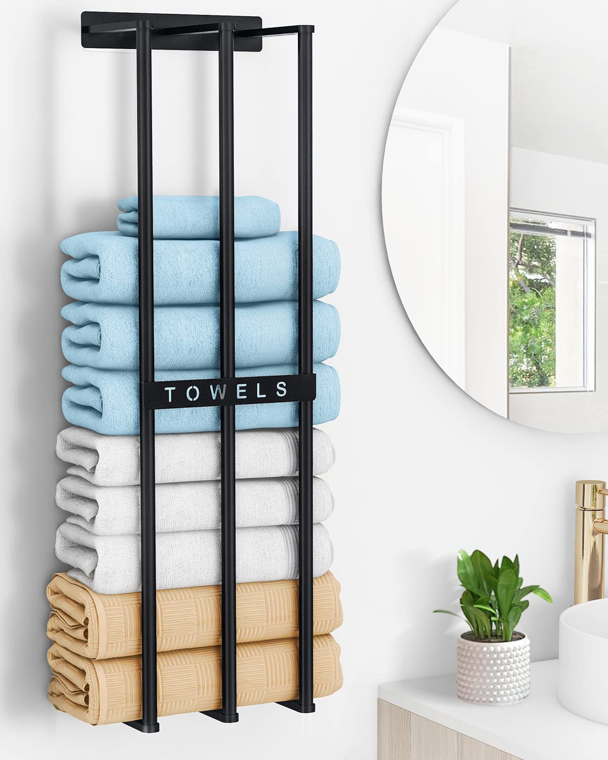 Towel Rack Wall Mounted, Towel Storage Wall Mounted, 75cm Bathroom Towel Holder Can Hold 6 Large Bath Sheets, 3 Bar Rail Bath Towel Racks, Bathroom