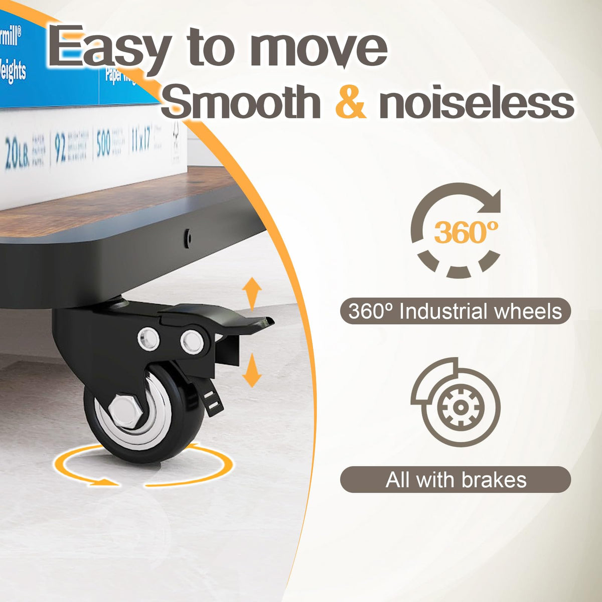 PUNCIA 3-Tier Movable Laser Printer Cart with Storage