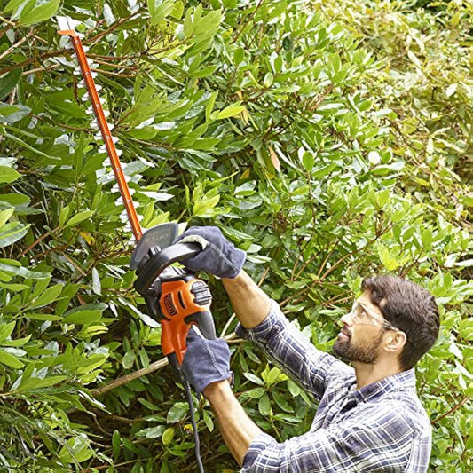 BLACK+DECKER Electric Hedge Trimmer, 600W, 60cm Dual Action Asymetric Steel Blades, 35cm, BEHTS501-GB