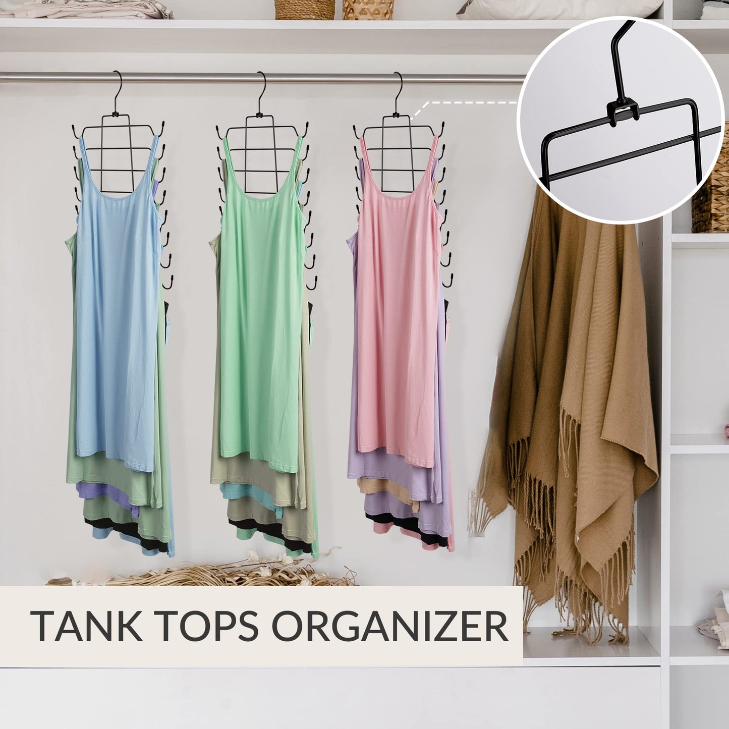 ZEDODIER Tank Top Hanger, 4 Pack Space Saving Hangers, Non-Slip Hanging Bras Holder, Closet Organizers and Storage for Tank Tops, Camisoles