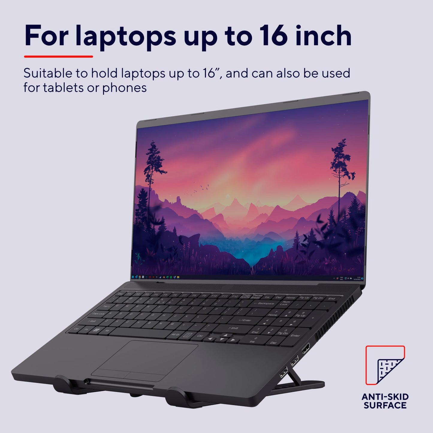 Trust Primo Portable Laptop Stand for Desk, 16” Foldable Laptop Riser, Grey