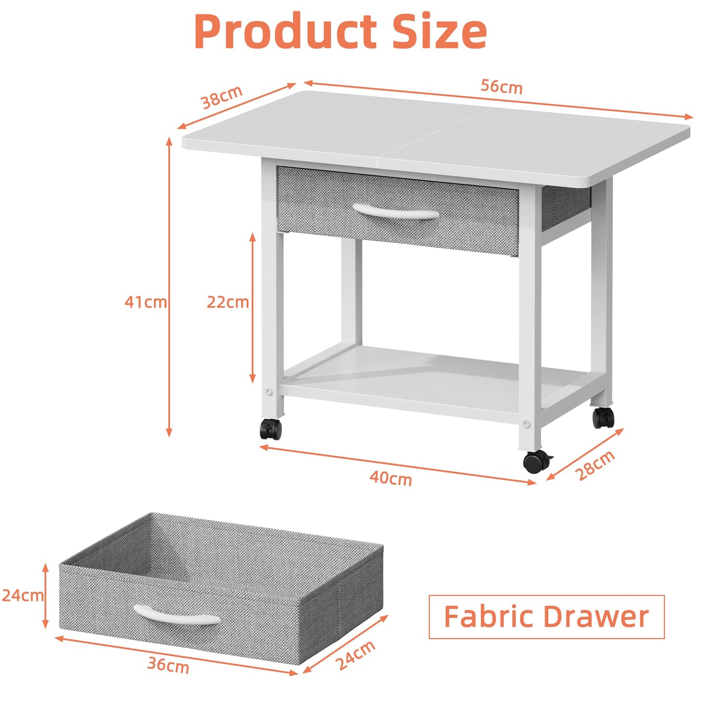 OYRREU Printer Stand on Wheels with Storage, Printer Table for Home Office