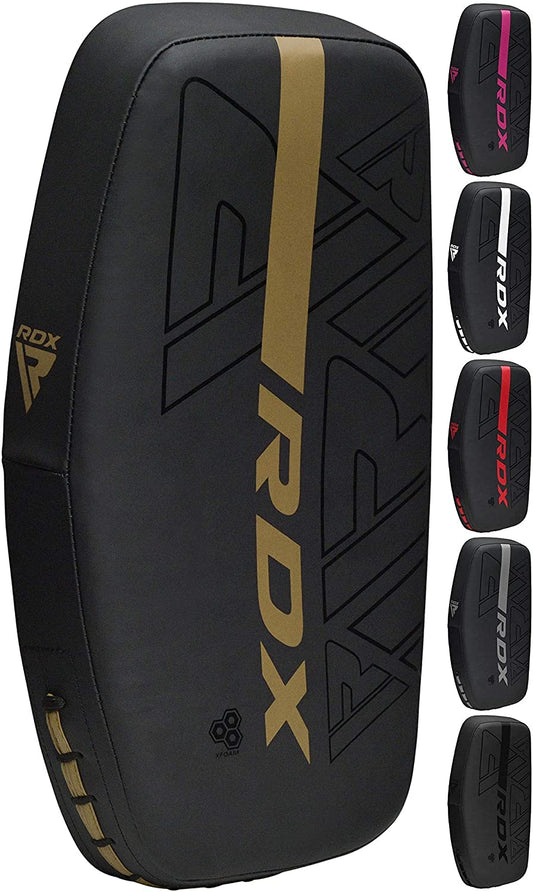 RDX Thai Pads Curved Kickboxing Muay Thai with Solid Handle Grip, Maya Hide Leather KARA Strike Shield for Knees Elbows Kicks Punches, Coaching
