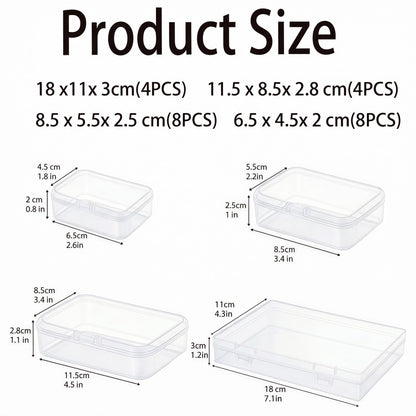 LJY Clear Plastic Storage Boxes with Lids, 24 Pack, 4 Mixed Sizes