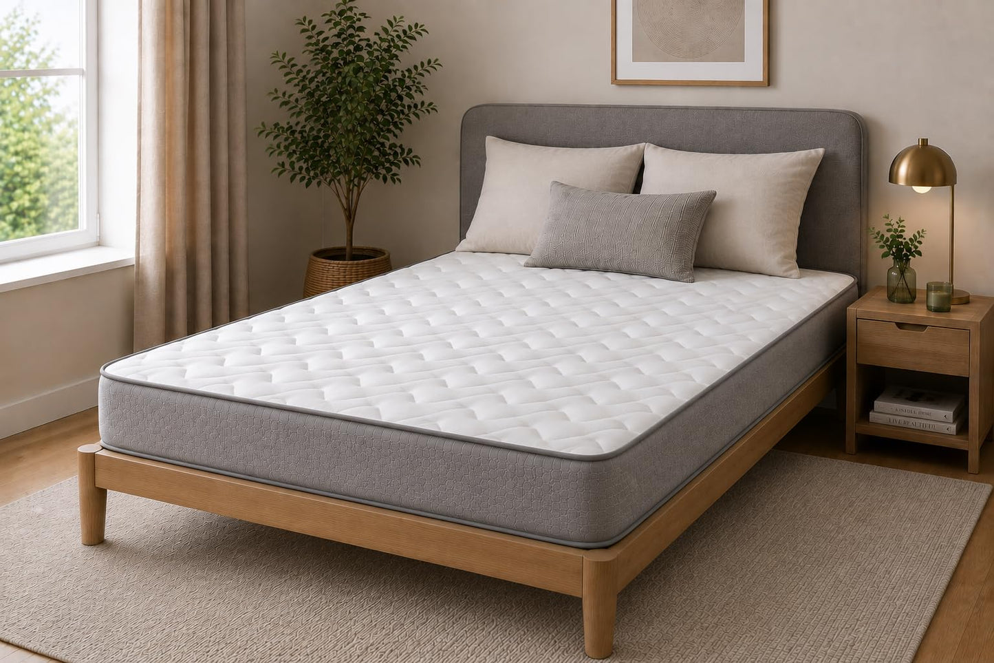 Starlight Beds Grey Chevron King Size Hybrid Mattress