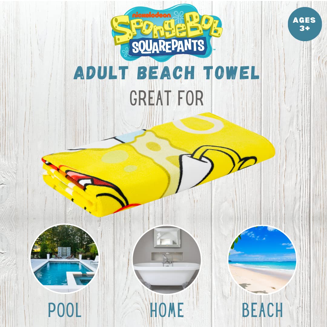Franco Collectibles Spongebob Squarepants Super Soft Cotton Bath/Pool/Beach Towel, 60 in x 30 in, (Official) Niceklodeon Product