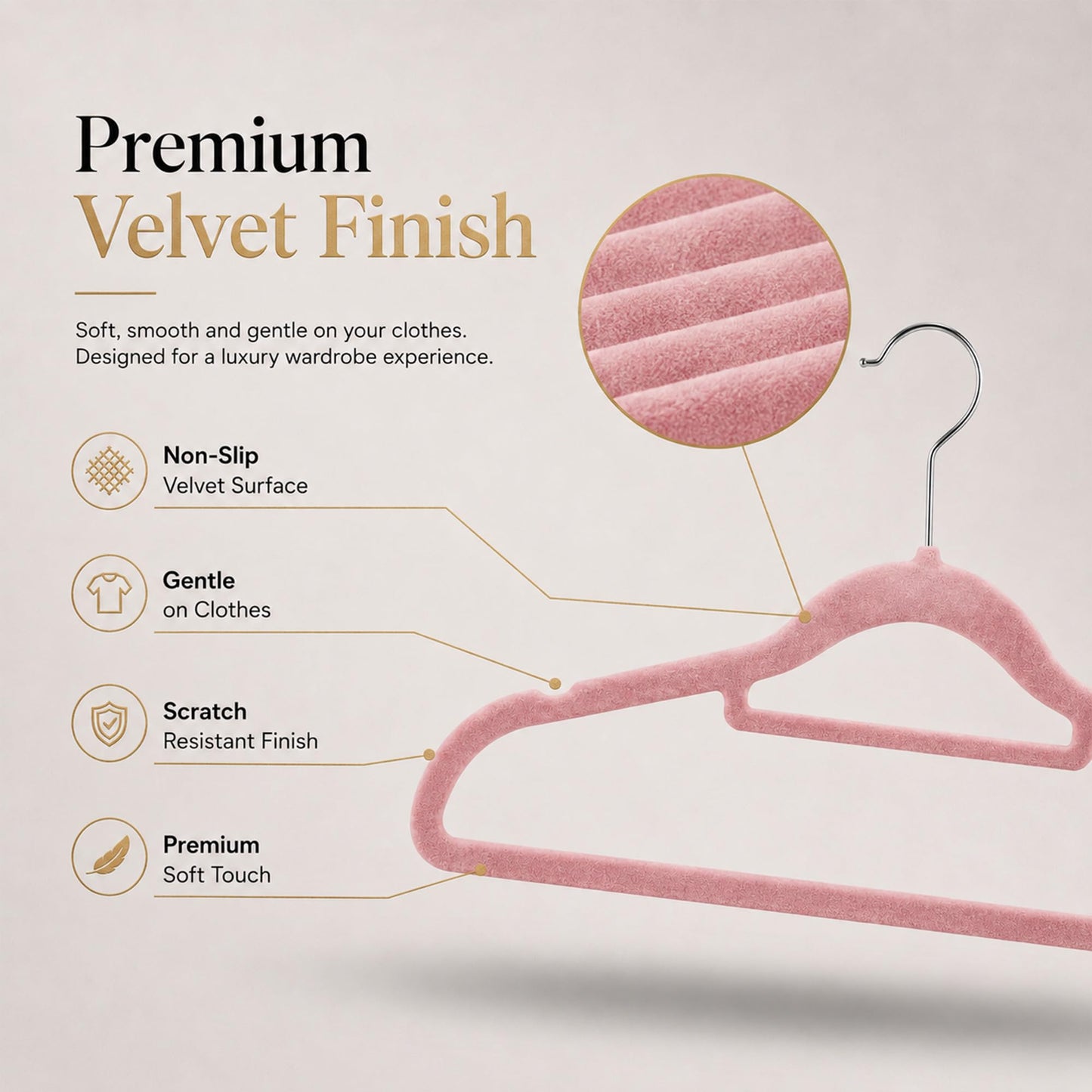 Housezy Coat Hangers, 20 Pack, Non-Slip Velvet Hangers for Clothes with Tie Bar & 360° Rotating Hook, Strong & Durable