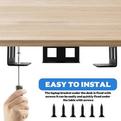 qiwuhai 3 Pcs Under Desk Laptop Mount, Under Table Laptop Holder Storage, Metal Under Desk Holder
