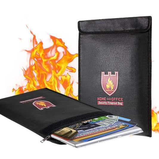 Fireproof Document Bag, 15" x 11" Solid Silicone Coated Fire Resistant & Water Resistant Money Fireproof Safe Storage for Jewelry, Zipper Closure for