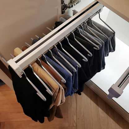 MAFAGE Pull Out Clothes Rail, Adjustable Pull Out Hanger Rail Rod for Wardrobe Trousers Clothing Storage, Space Saving, Load 25kg (White 497mm)