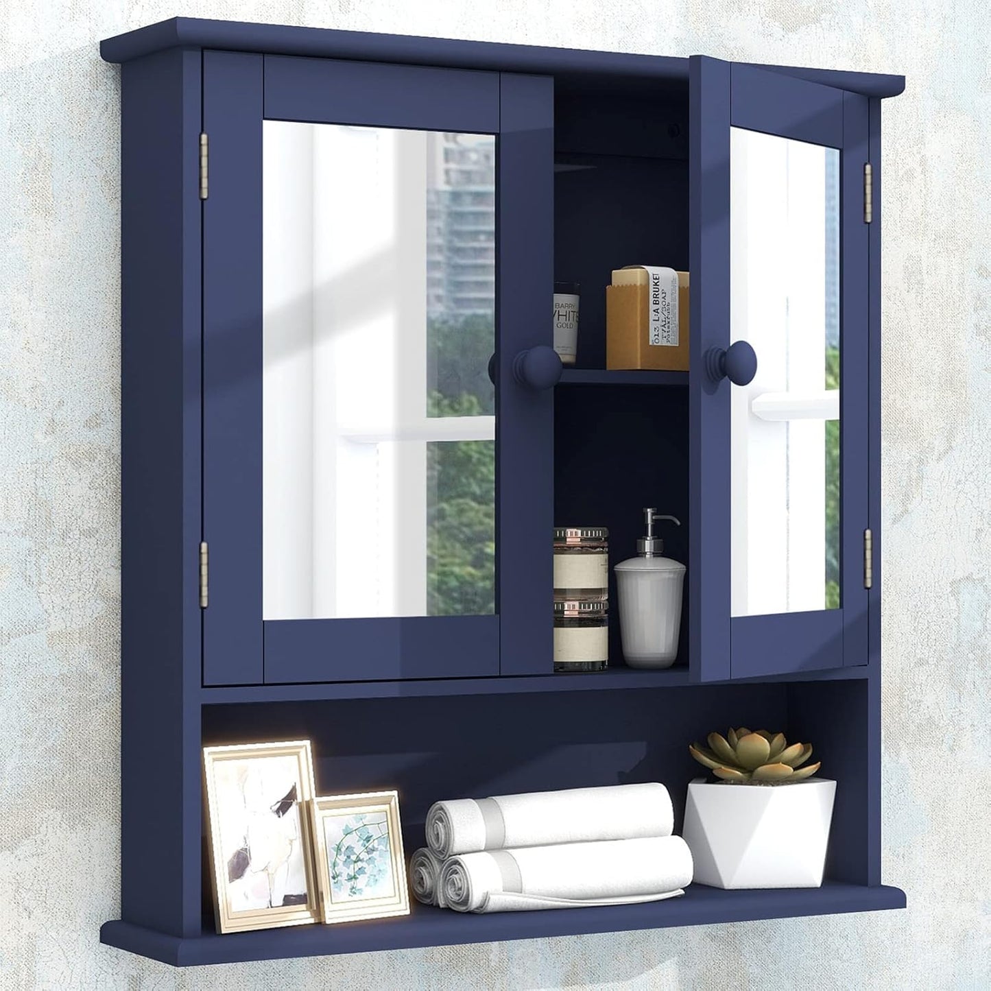 UYIHOME Mirror Cabinet, Bathroom Cabinet, Mirror Cabinet, Bathroom Cabinet, Hanging Wall Cabinet, Bathroom