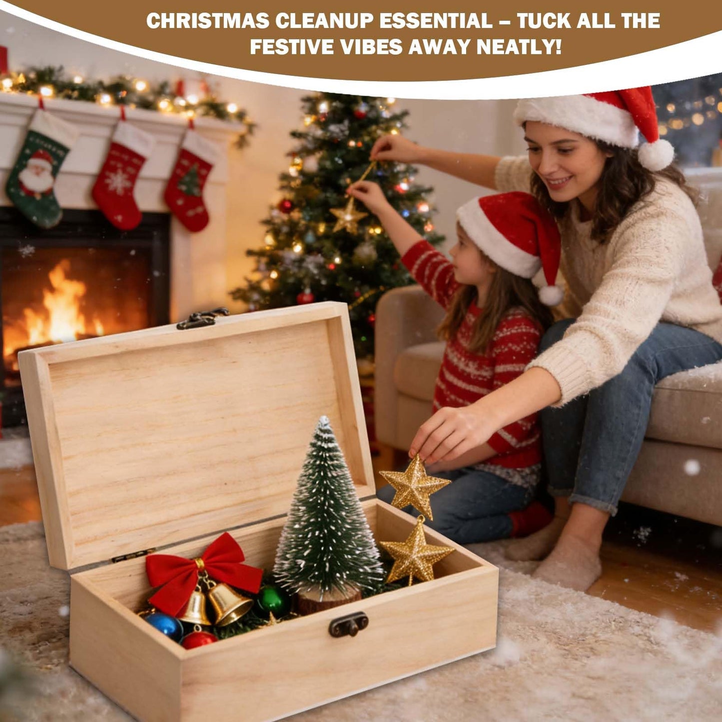 Vrexziy 3Pcs Unfinished Wooden Boxes, Wooden Box with Hinged Lid, DIY Craft Storage Organizer Box Pine Wood Small Wood Crate Boxes for DIY Craft Home